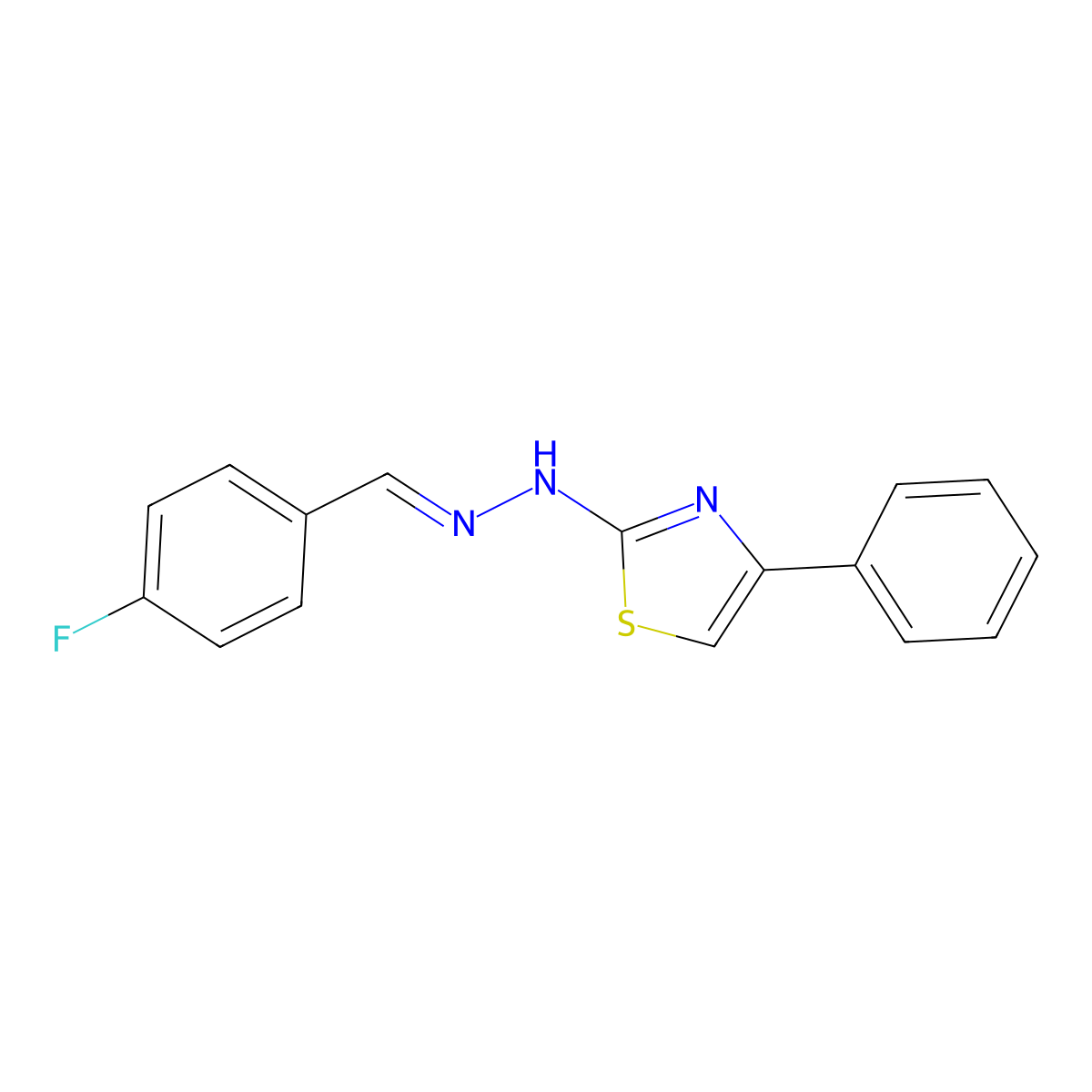N-[(4-fluorophenyl)methylideneamino]-4-phenyl-1,3-thiazol-2-amine molecular structure, CAS 342784-53-6