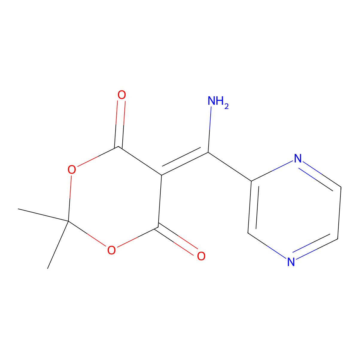 5-[Amino(2-pyrazinyl)methylene]-2,2-dimethyl-1,3-dioxane-4,6-dione molecular structure, CAS 342785-38-0