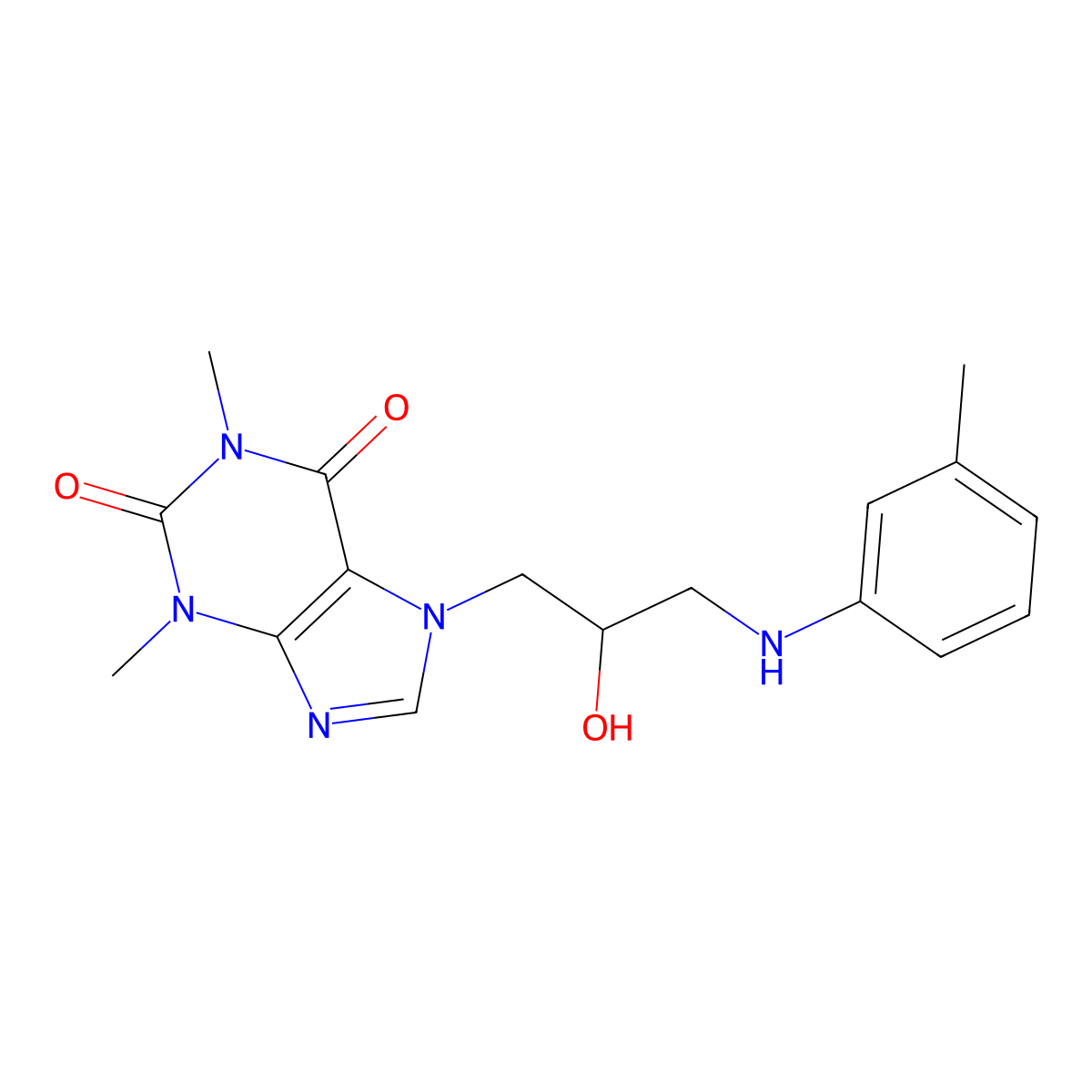 7-{2-hydroxy-3-[(3-methylphenyl)amino]propyl}-1,3-dimethyl-3,7-dihydro-1H-purine-2,6-dione molecular structure, CAS 342785-98-2