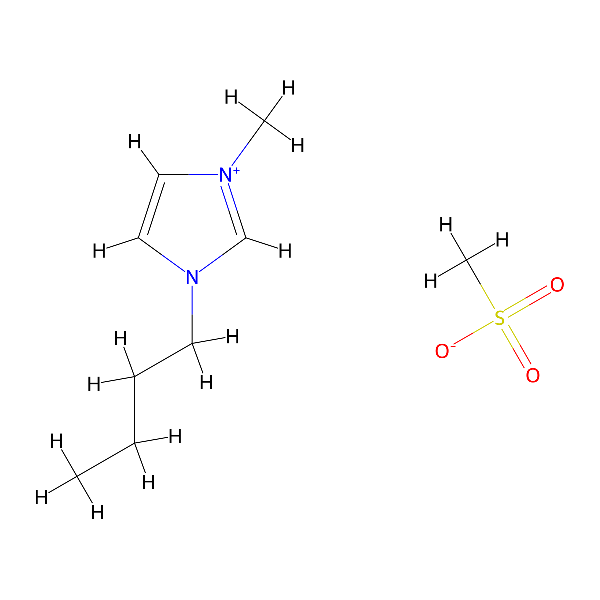 1-Butyl-3-methylimidazolium methanesulfonate molecular structure, CAS 342789-81-5