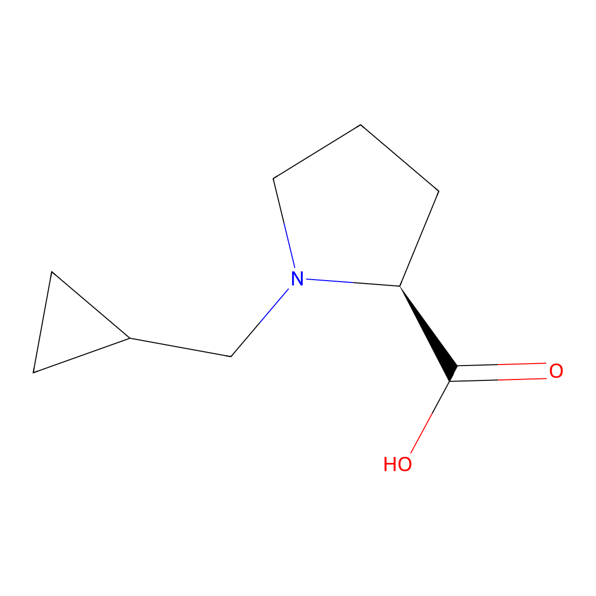 (S)-1-(Cyclopropylmethyl)pyrrolidine-2-carboxylic acid molecular structure, CAS 342793-01-5