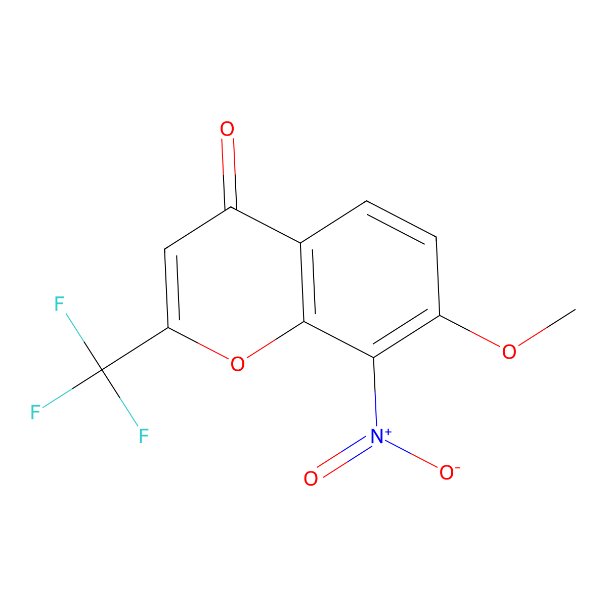 7-Methoxy-8-nitro-2-(trifluoromethyl)-4H-1-benzopyran-4-one molecular structure, CAS 342795-09-9
