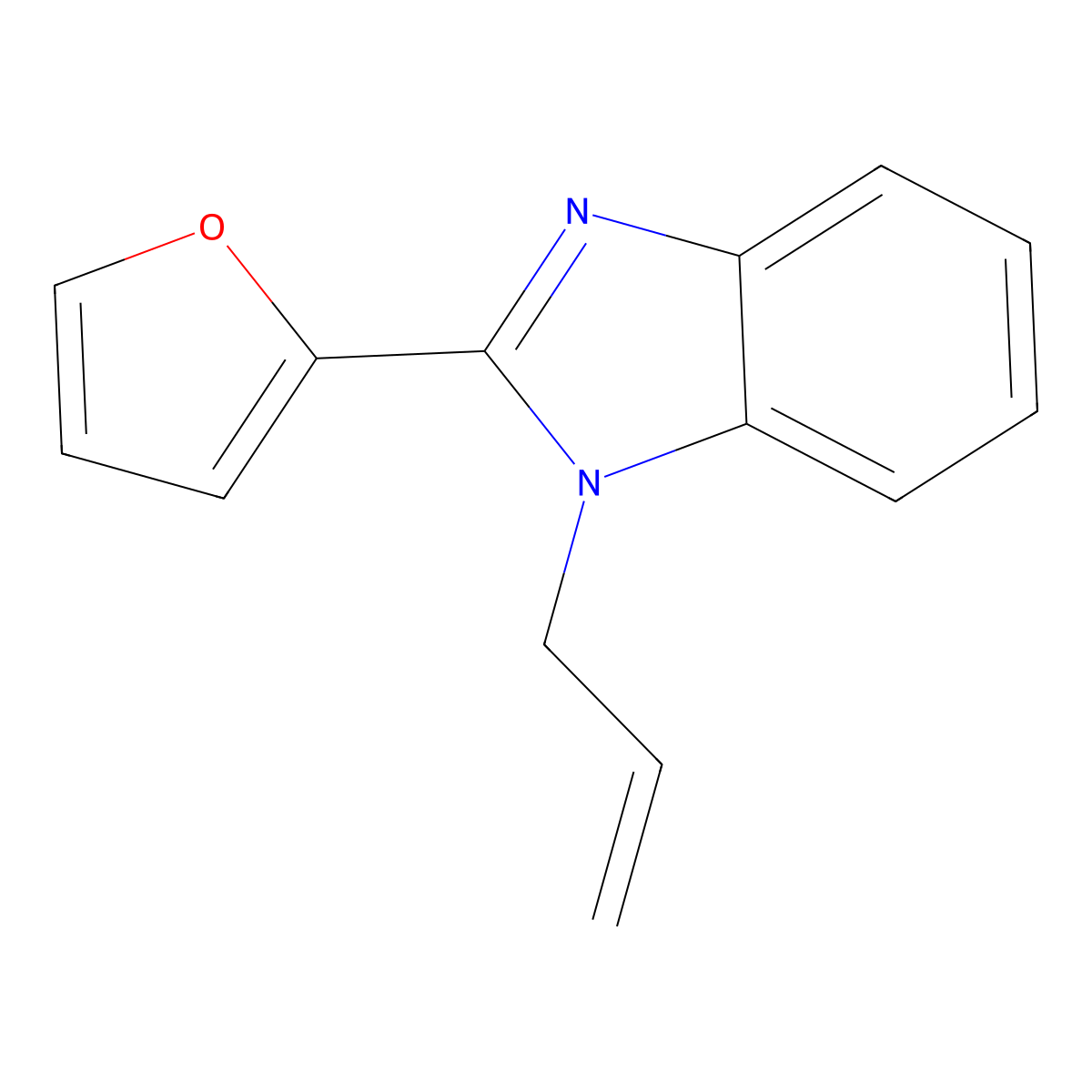 2-(Furan-2-yl)-1-prop-2-enylbenzimidazole molecular structure, CAS 3428-11-3