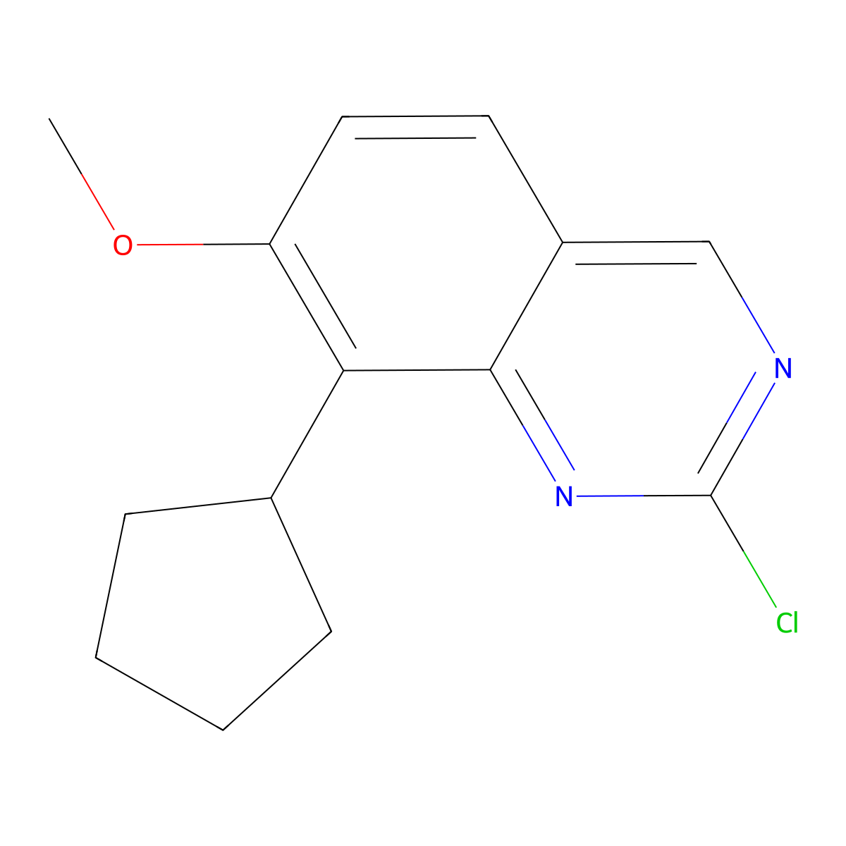 2-Chloro-8-cyclopentyl-7-methoxyquinazoline molecular structure, CAS 342801-27-8