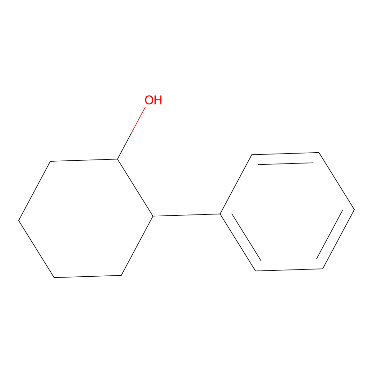 (+)-trans-2-Phenylcyclohexanol molecular structure, CAS 34281-92-0
