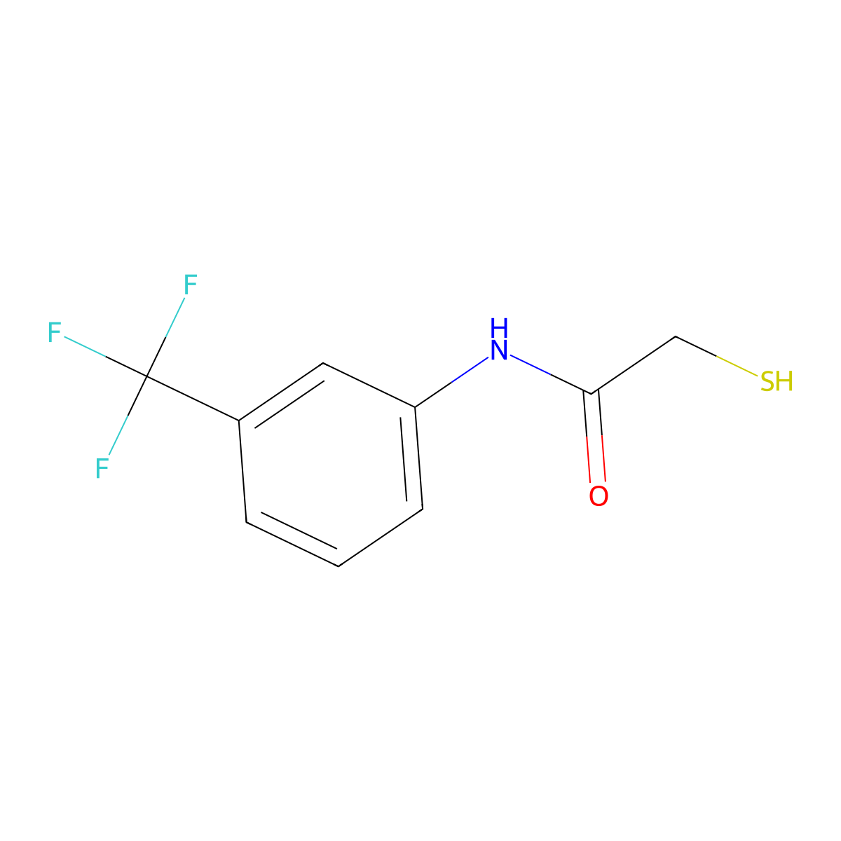 2-mercapto-N-[3-(trifluoromethyl)phenyl]acetamide molecular structure, CAS 34282-26-3