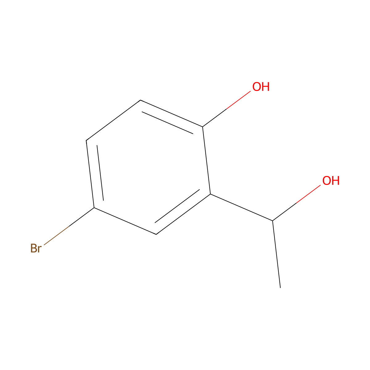 4-Bromo-2-(1-hydroxyethyl)phenol molecular structure, CAS 342880-86-8