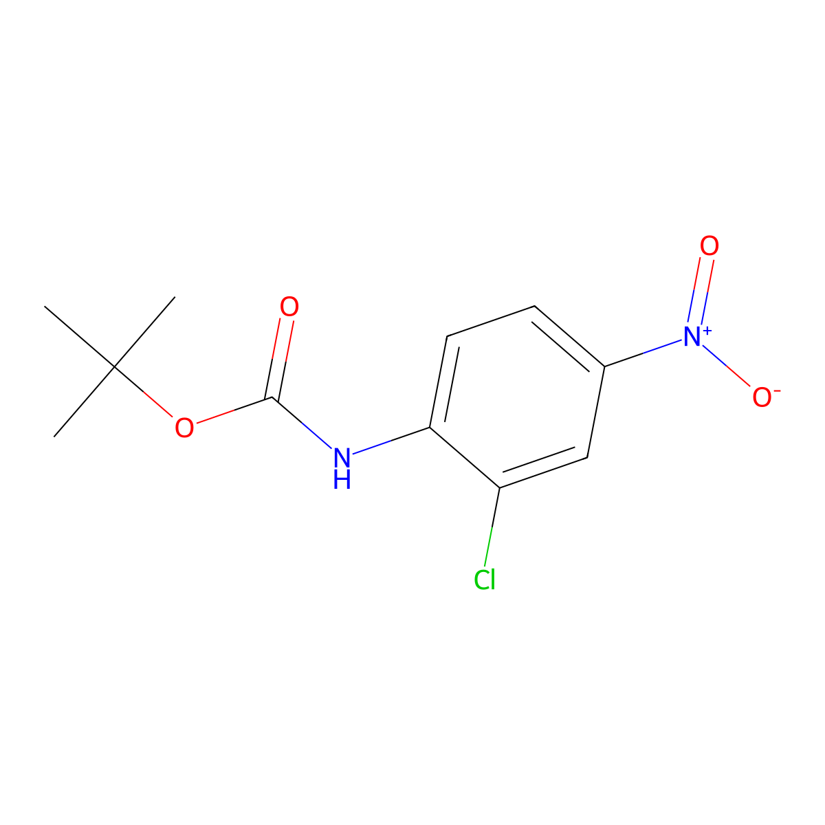 Tert-butyl 2-chloro-4-nitrophenylcarbamate molecular structure, CAS 342882-95-5