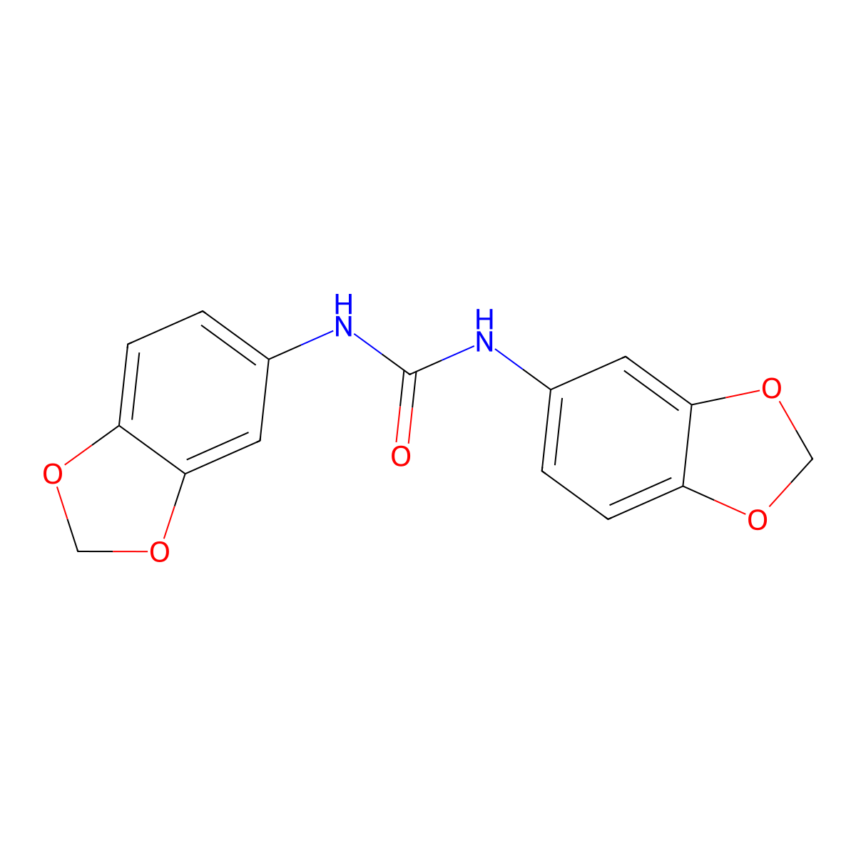 N,N'-Bis(1,3-benzodioxol-5-yl)urea molecular structure, CAS 342885-75-0