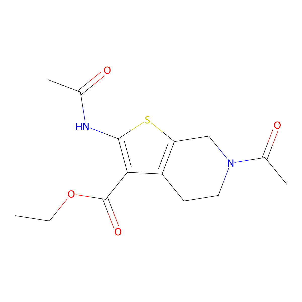 ethyl 2-acetamido-6-acetyl-5,7-dihydro-4H-thieno[2,3-c]pyridine-3-carboxylate molecular structure, CAS 342887-72-3