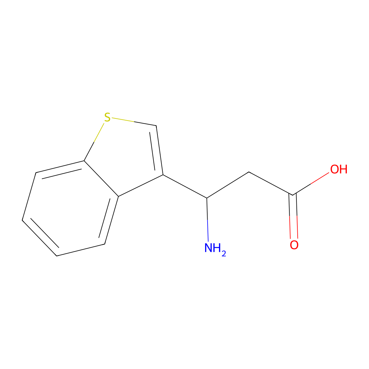 3-Amino-3-(1-benzothiophen-3-yl)propanoic acid molecular structure, CAS 3429-23-0