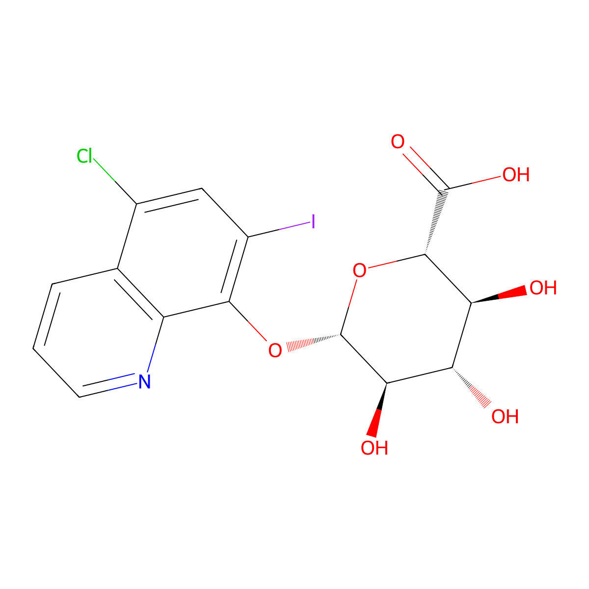 Clioquinol glucuronide molecular structure, CAS 34296-97-4