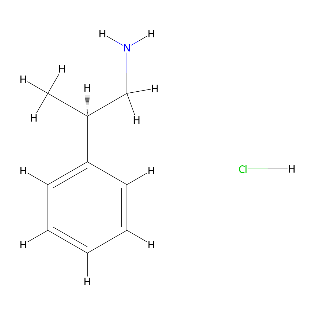 (R)-beta-Methylphenylethanamine Hydrochloride molecular structure, CAS 34298-25-4