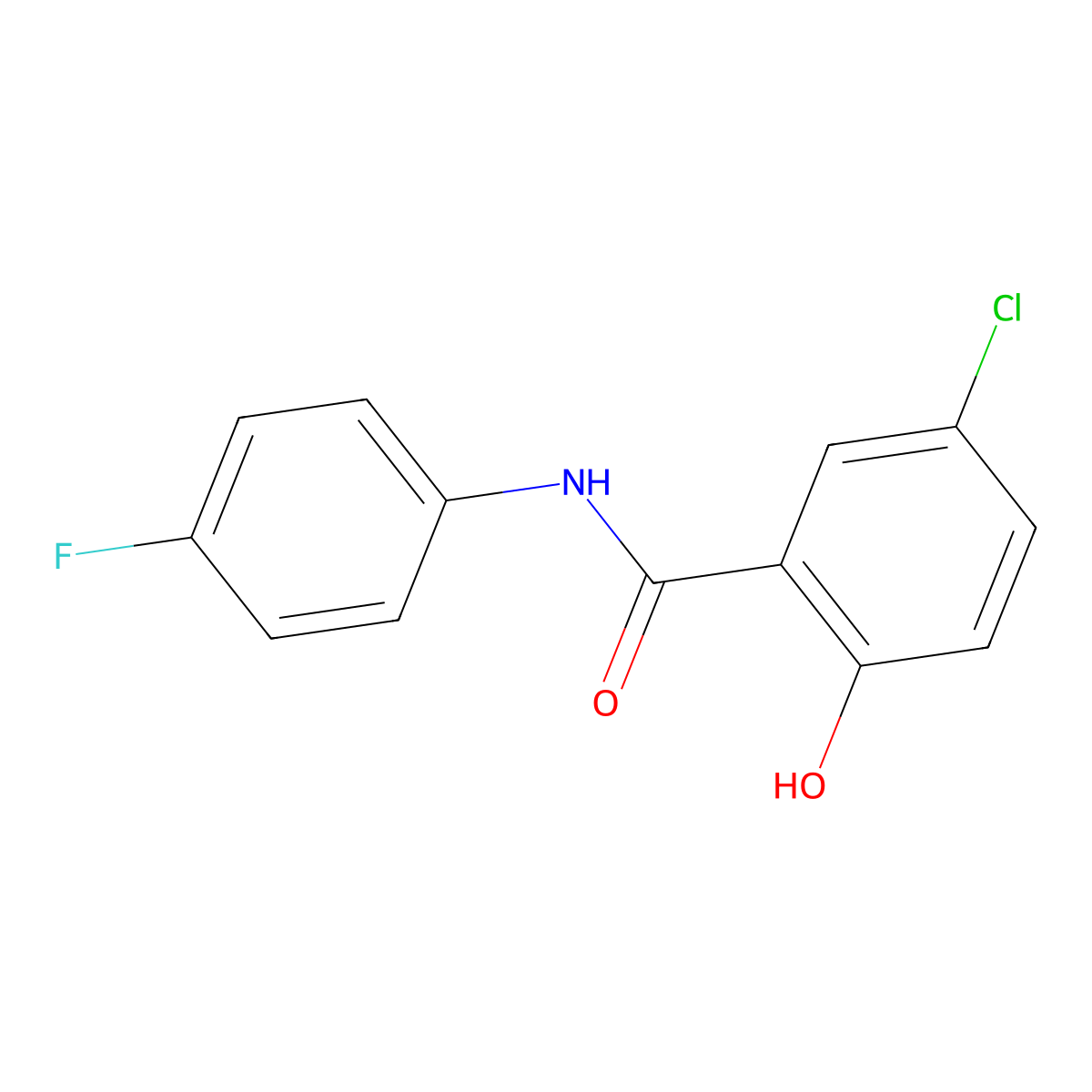 5-Chloro-N-(4-fluorophenyl)-2-hydroxybenzamide molecular structure, CAS 343-60-2