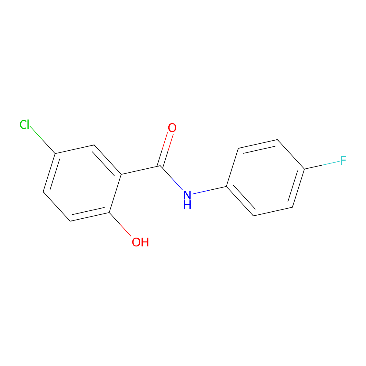 5-Chloro-N-(4-fluorophenyl)-2-hydroxybenzamide molecular structure, CAS 343-60-2