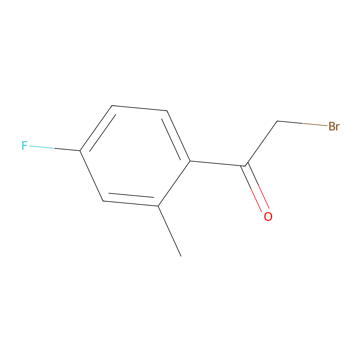 2-Bromo-1-(4-fluoro-2-methylphenyl)ethanone molecular structure, CAS 343-62-4