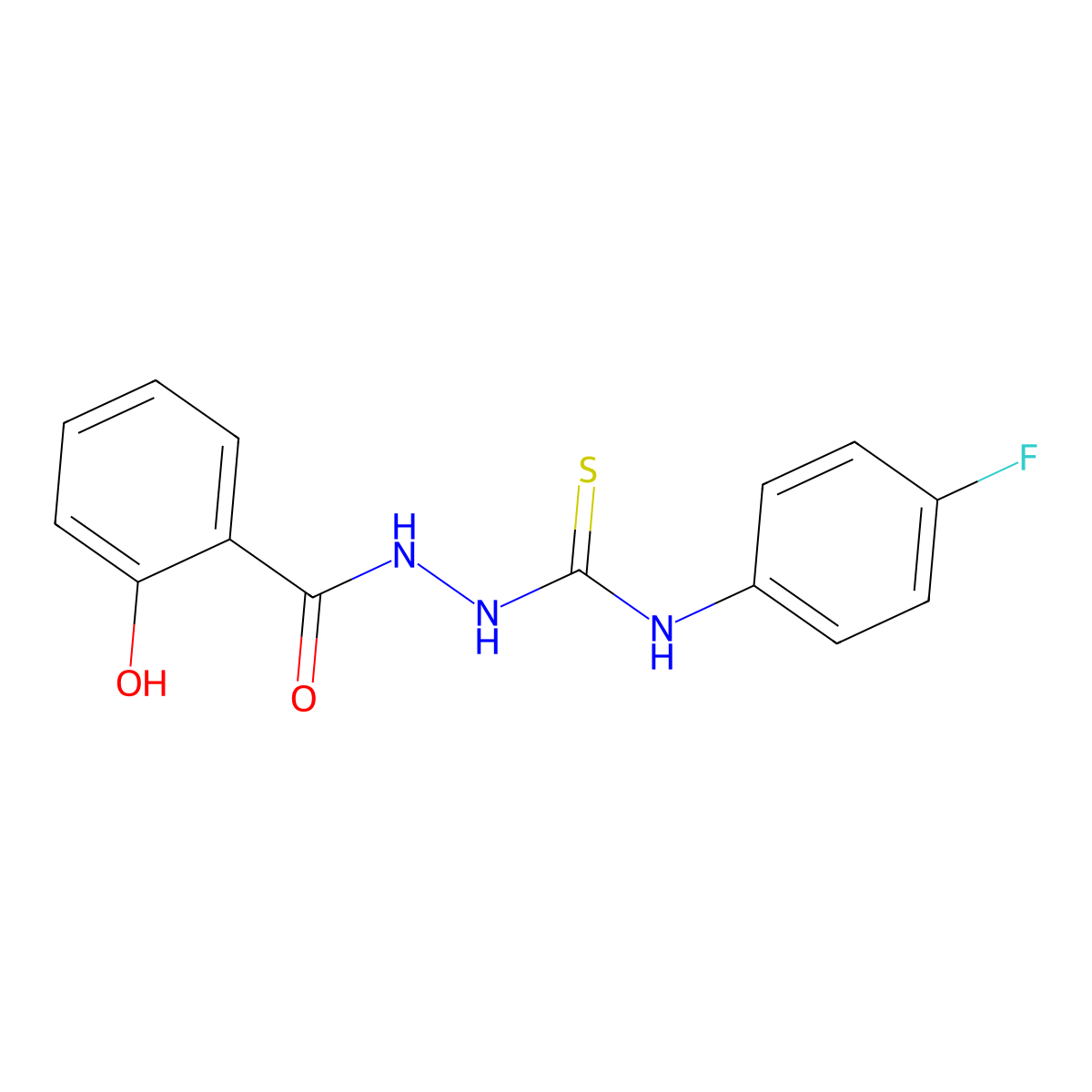 N-(4-fluorophenyl)-2-(2-hydroxybenzoyl)hydrazinecarbothioamide molecular structure, CAS 343-70-4