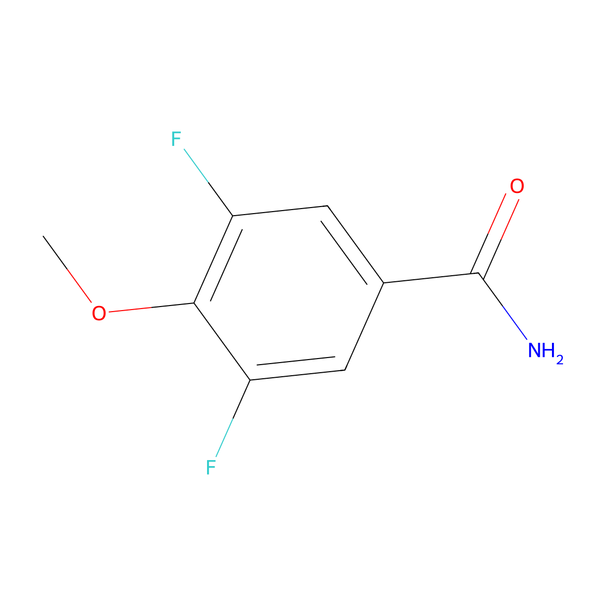 3,5-Difluoro-4-methoxybenzamide molecular structure, CAS 343-79-3