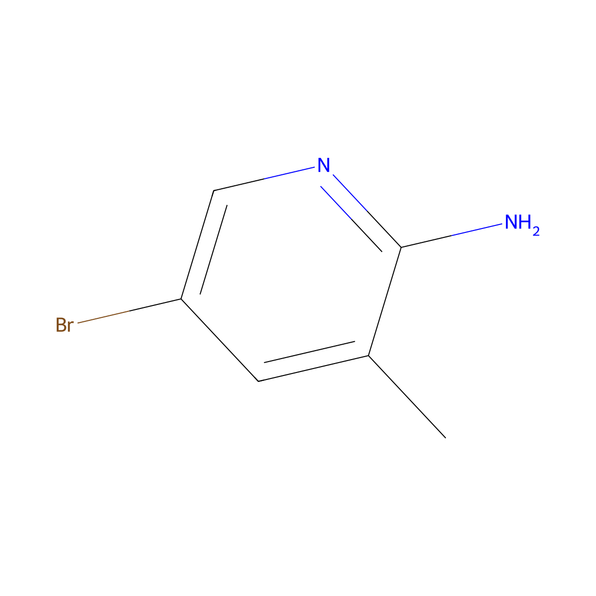 2-Amino-5-bromo-3-methylpyridine molecular structure, CAS 3430-21-5