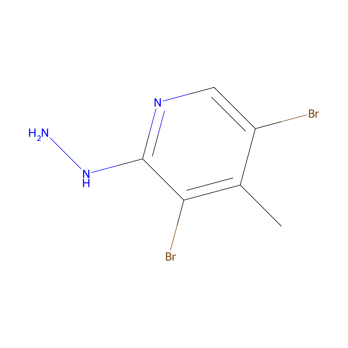 3,5-Dibromo-2-hydrazino-4-methylpyridine molecular structure, CAS 3430-30-6