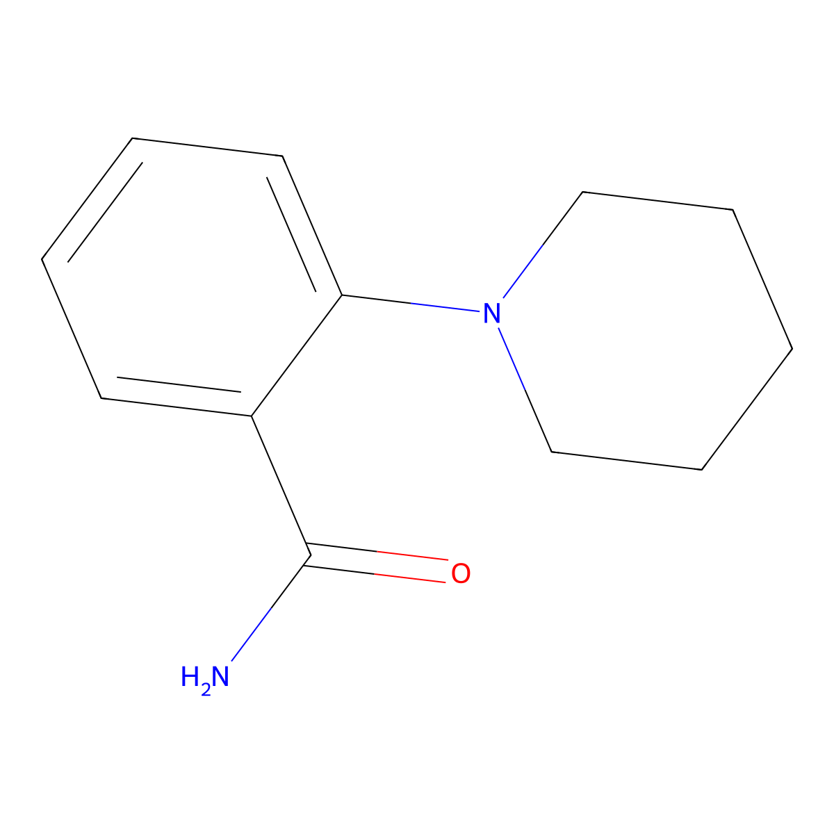 2-Piperidinobenzamide molecular structure, CAS 3430-40-8