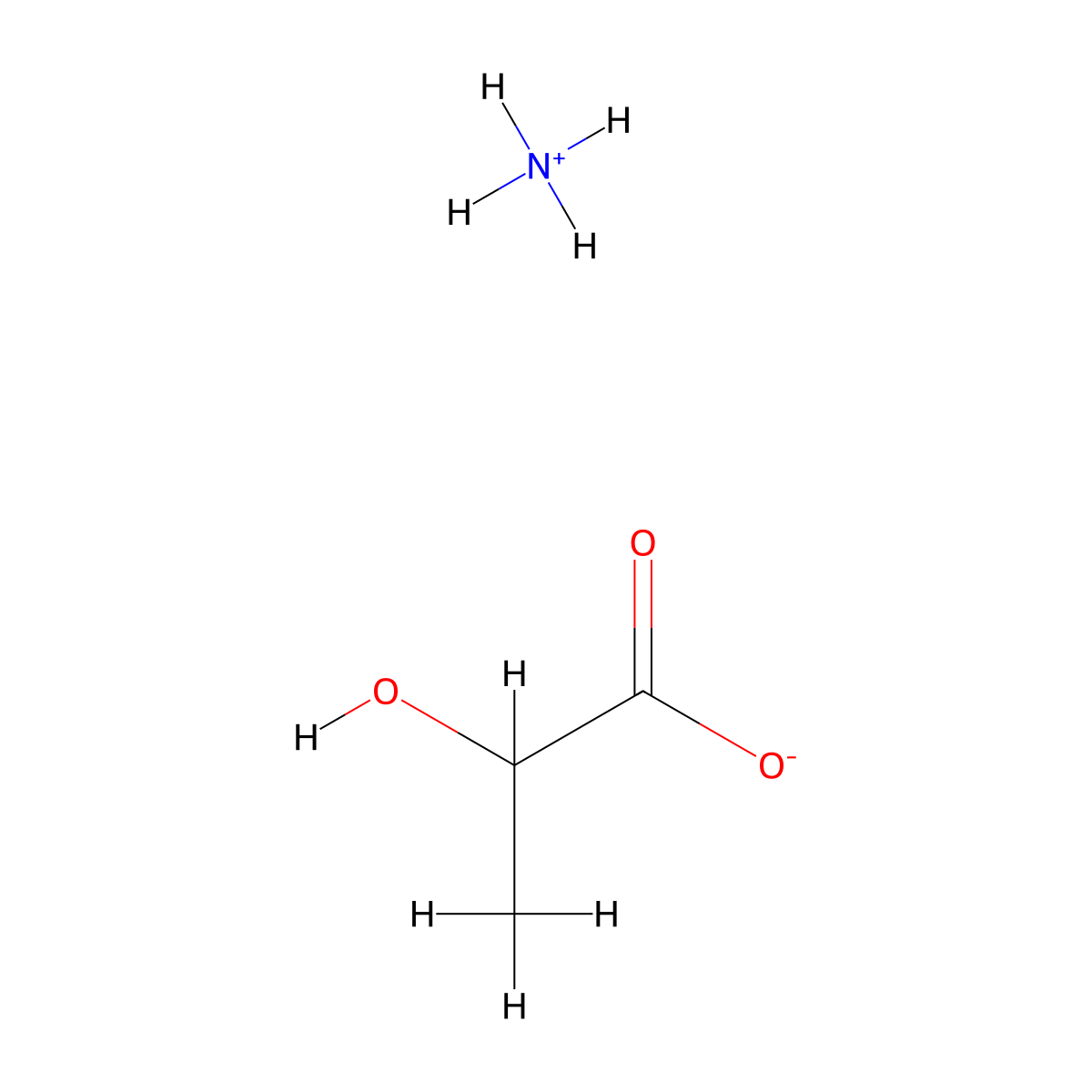Ammonium Lactate molecular structure, CAS 34302-65-3