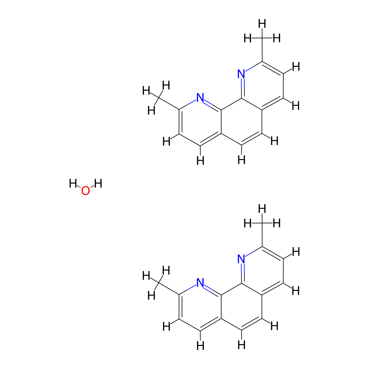2,9-Dimethyl-1,10-phenanthroline hemihydrate , Neocuproine hemihydrate molecular structure, CAS 34302-69-7