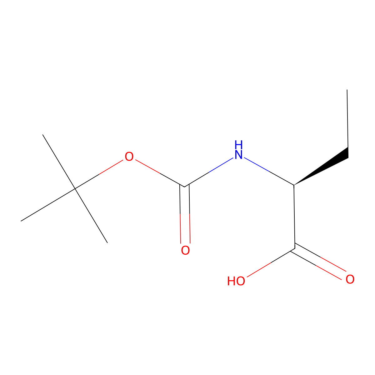 (S)-2-((tert)-Butoxycarbonyl)amino)butanoic acid molecular structure, CAS 34306-42-8
