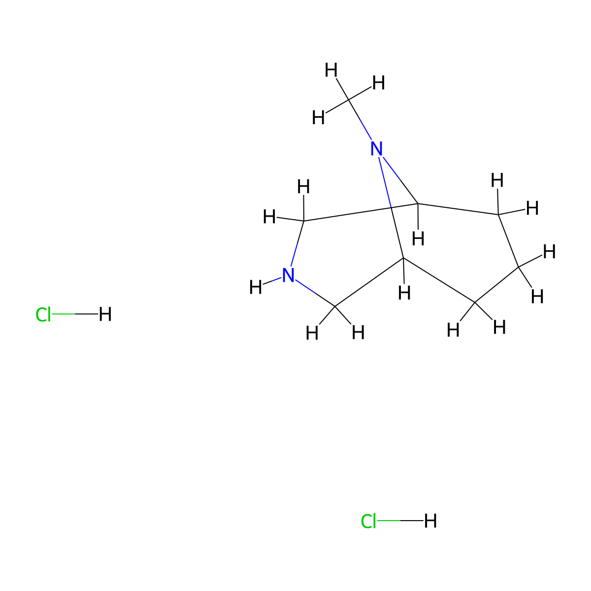 3,9-Diazabicyclo(3.3.1)nonane, 9-methyl-, dihydrochloride molecular structure, CAS 3431-07-0