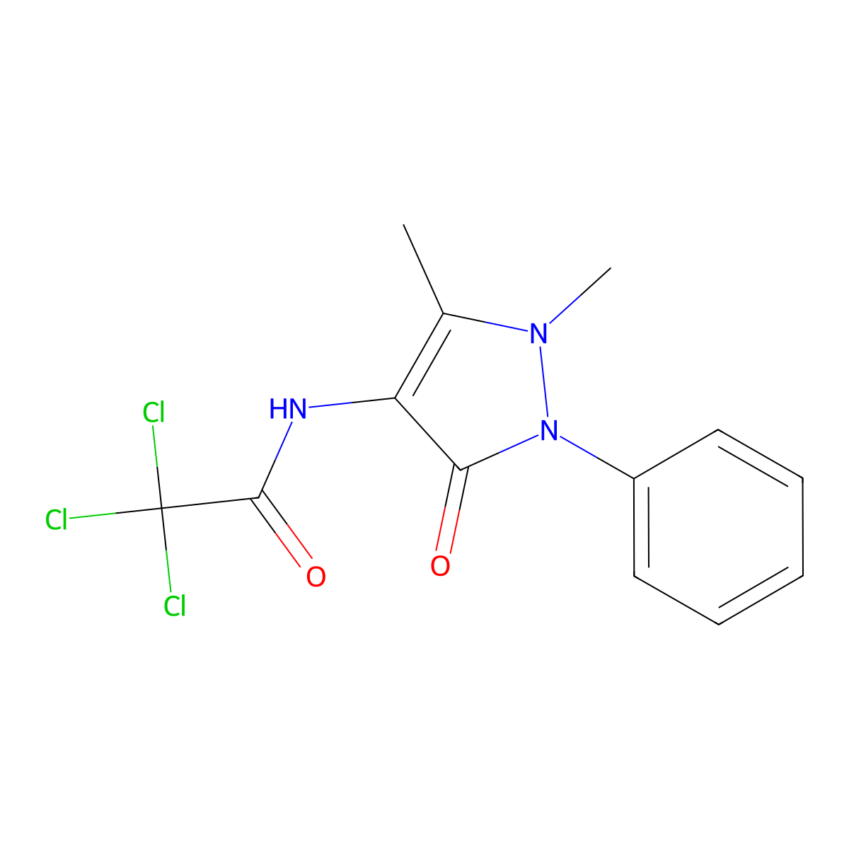 2,2,2-trichloro-N-(1,5-dimethyl-3-oxo-2-phenyl-2,3-dihydro-1H-pyrazol-4-yl)acetamide molecular structure, CAS 34320-62-2