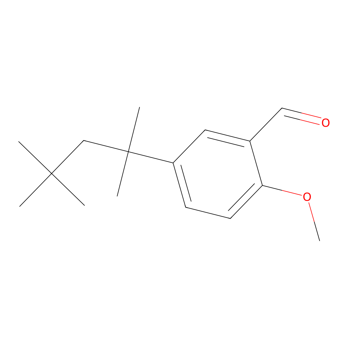 2-Methoxy-5-(1,1,3,3-tetramethylbutyl)benzaldehyde molecular structure, CAS 343221-25-0