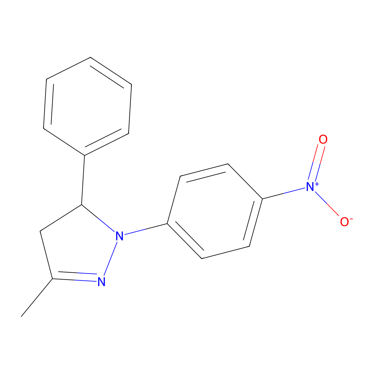 3-methyl-1-(4-nitrophenyl)-5-phenyl-4,5-dihydro-1H-pyrazole molecular structure, CAS 34326-52-8