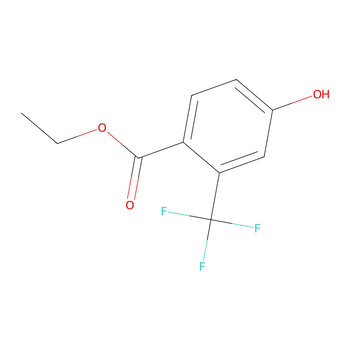Benzoic acid, 4-hydroxy-2-(trifluoromethyl)-, ethyl ester molecular structure, CAS 343262-14-6