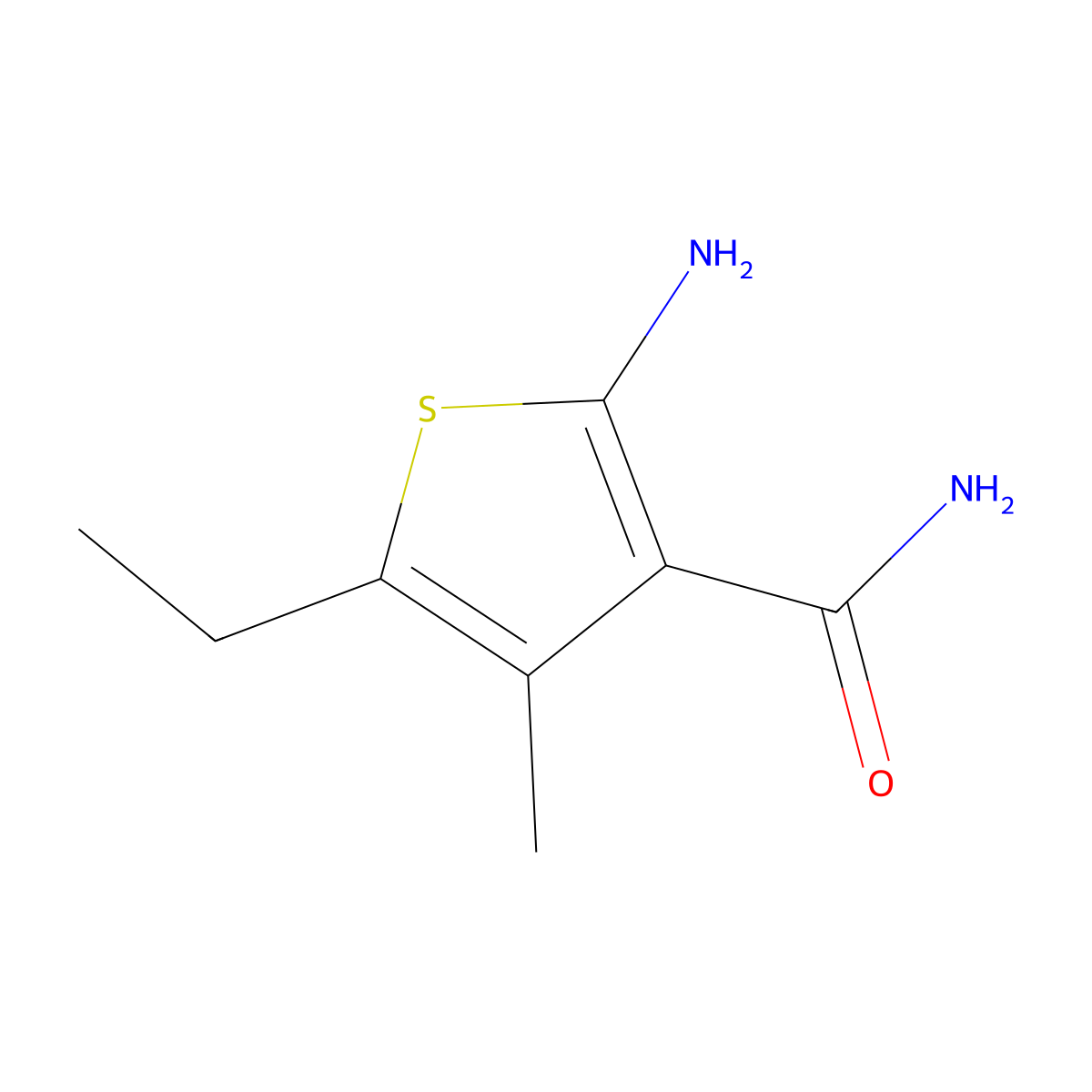 2-Amino-5-ethyl-4-methylthiophene-3-carboxamide molecular structure, CAS 343271-67-0