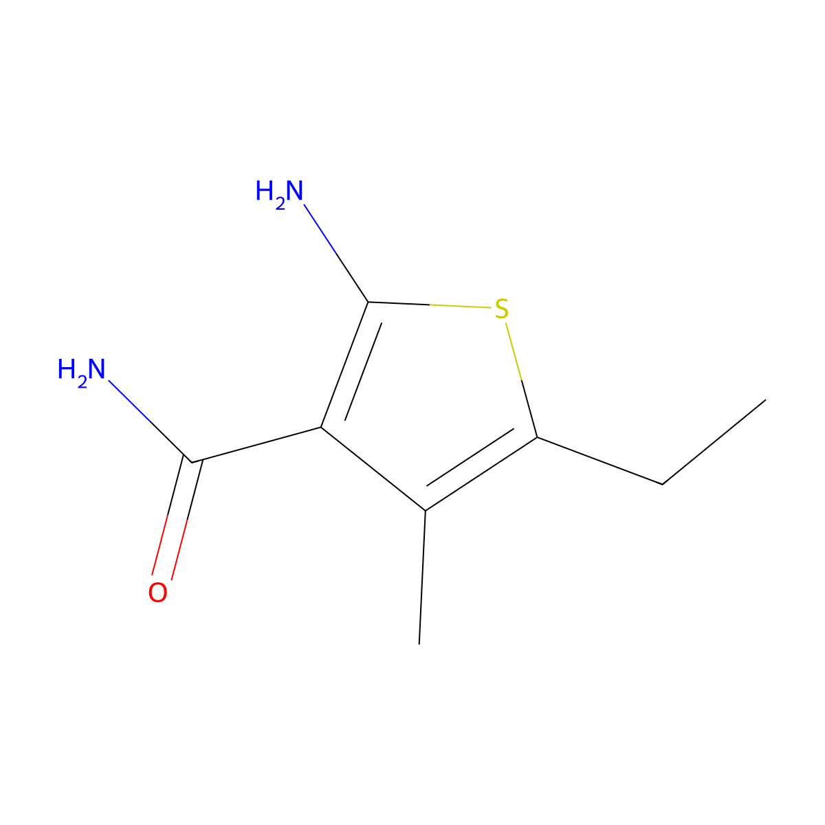 2-Amino-5-ethyl-4-methylthiophene-3-carboxamide molecular structure, CAS 343271-67-0