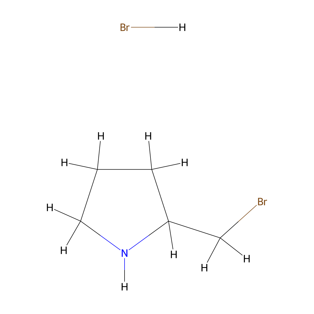 2-(Bromomethyl)pyrrolidine hydrobromide molecular structure, CAS 3433-29-2
