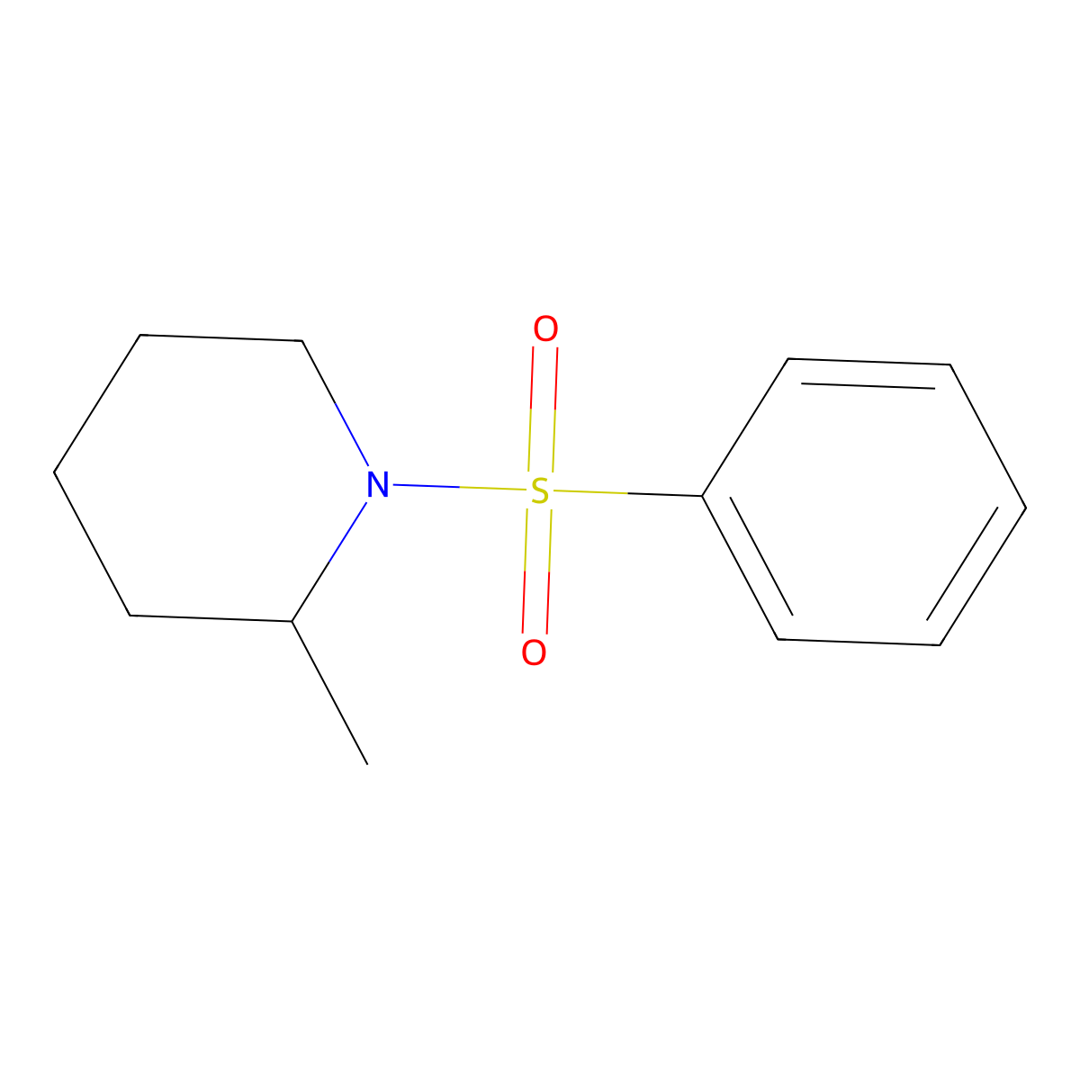 2-Methyl-1-(phenylsulfonyl)piperidine molecular structure, CAS 3433-33-8
