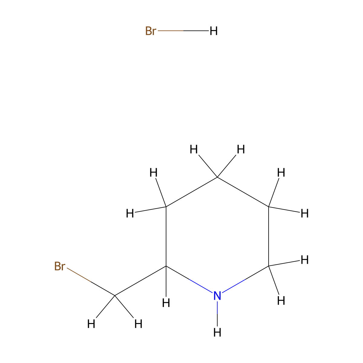 2-(Bromomethyl)piperidine hydrobromide molecular structure, CAS 3433-38-3