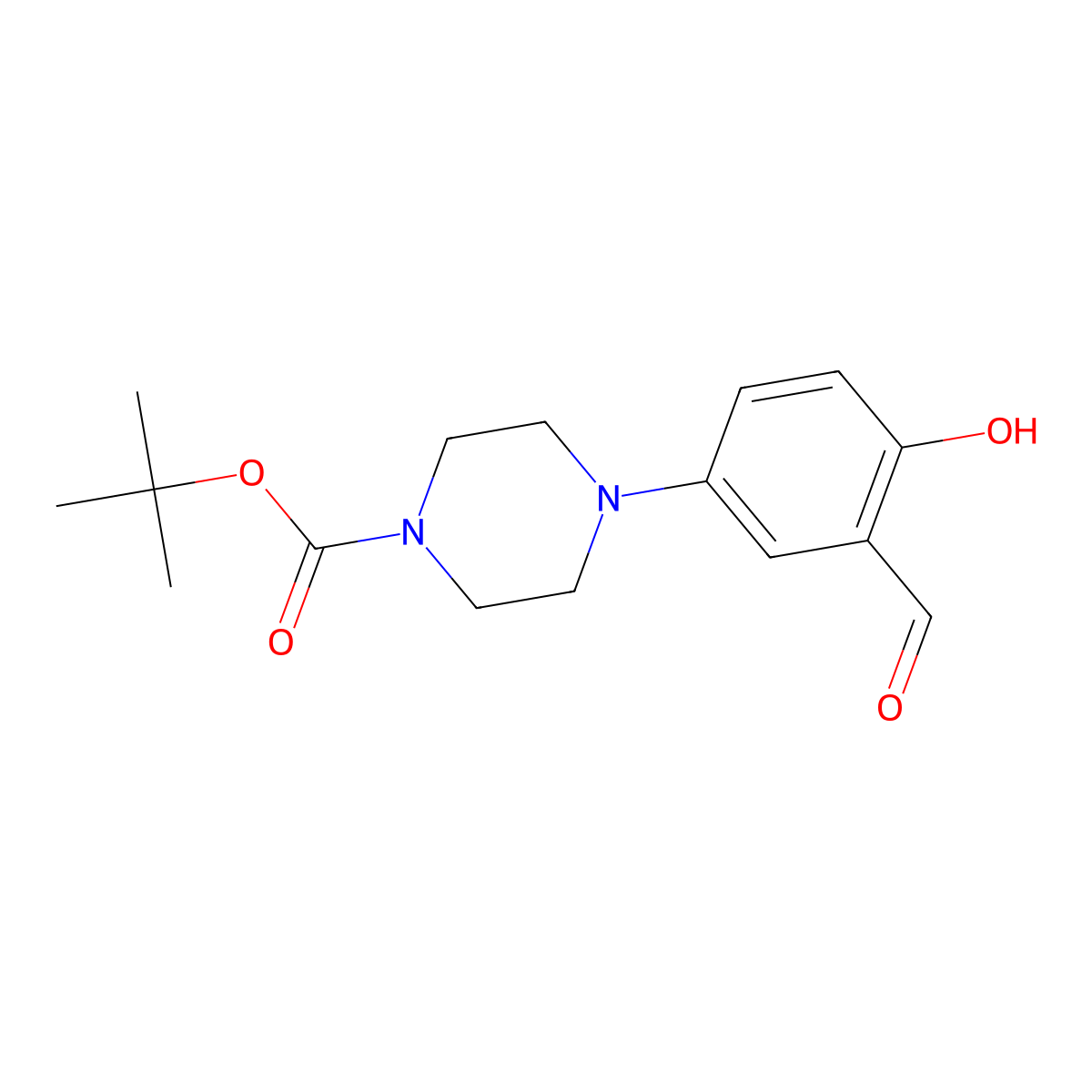 tert-Butyl 4-(3-formyl-4-hydroxyphenyl)piperazine-1-carboxylate molecular structure, CAS 343306-50-3