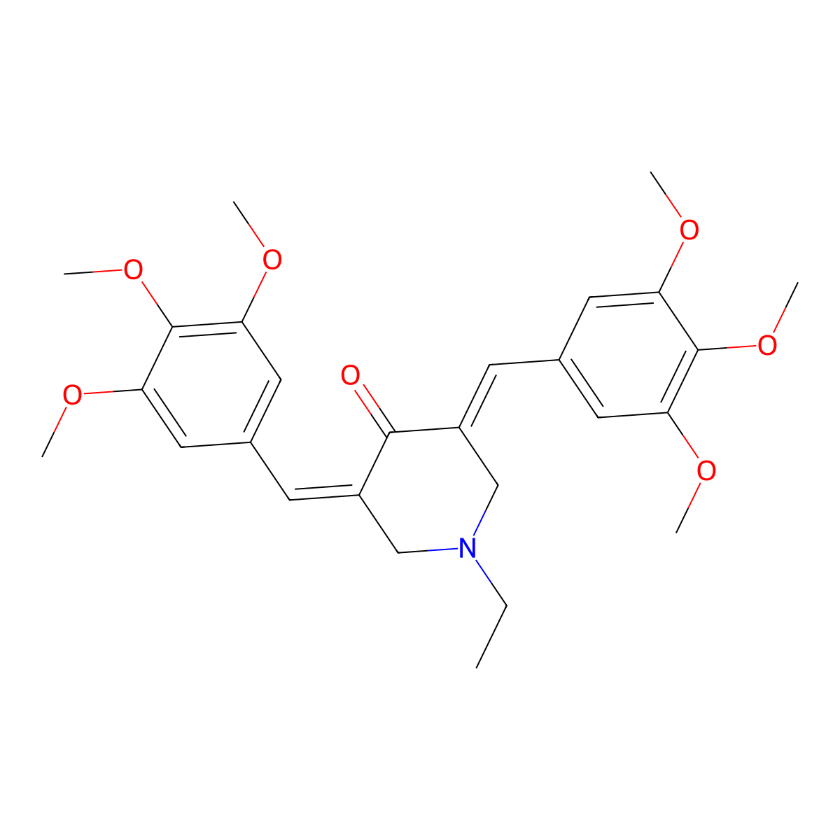 1-Ethyl-3,5-bis[(3,4,5-trimethoxyphenyl)methylidene]piperidin-4-one molecular structure, CAS 343307-76-6