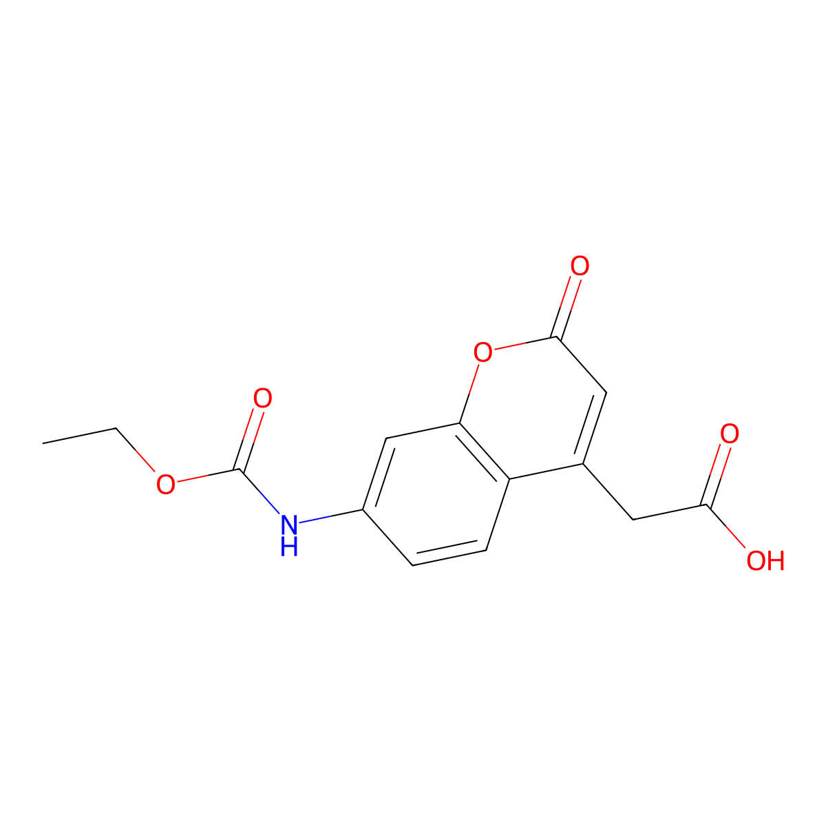 2H-1-Benzopyran-4-acetic acid, 7-[(ethoxycarbonyl)amino]-2-oxo- molecular structure, CAS 343310-64-5
