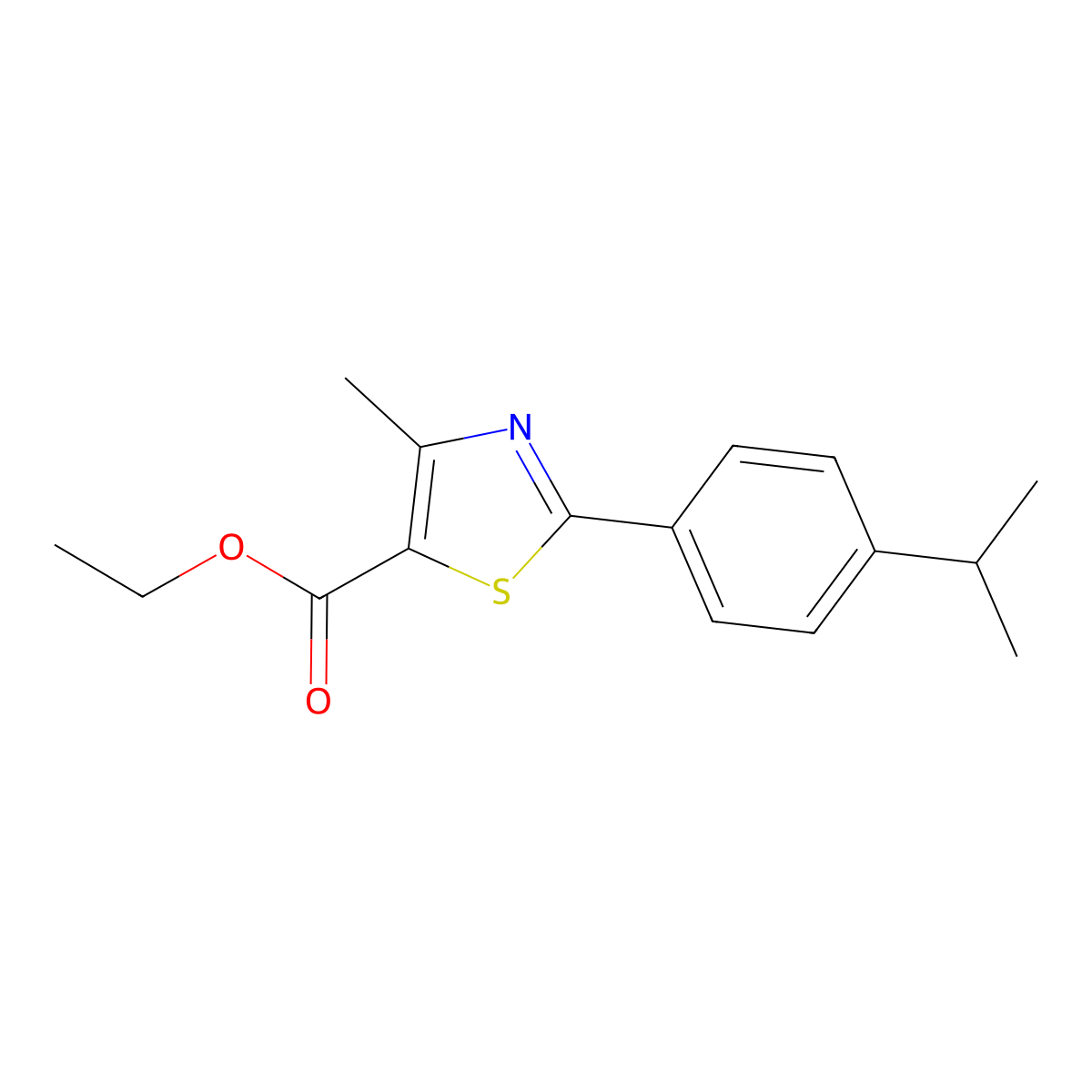 Ethyl 2-(4-isopropylphenyl)-4-methylthiazole-5-carboxylate molecular structure, CAS 343322-54-3