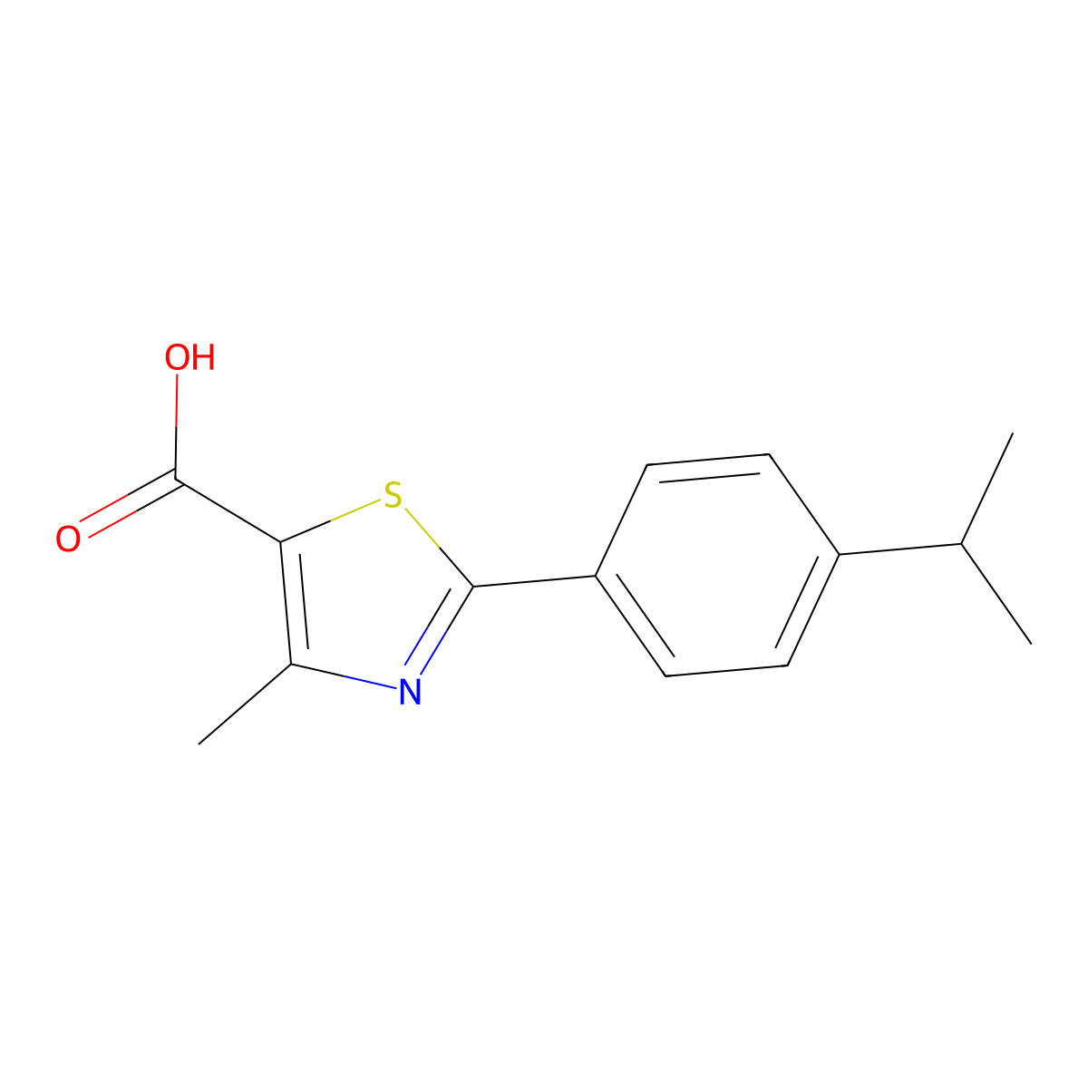 4-methyl-2-(4-propan-2-ylphenyl)-1,3-thiazole-5-carboxylic Acid molecular structure, CAS 343322-57-6