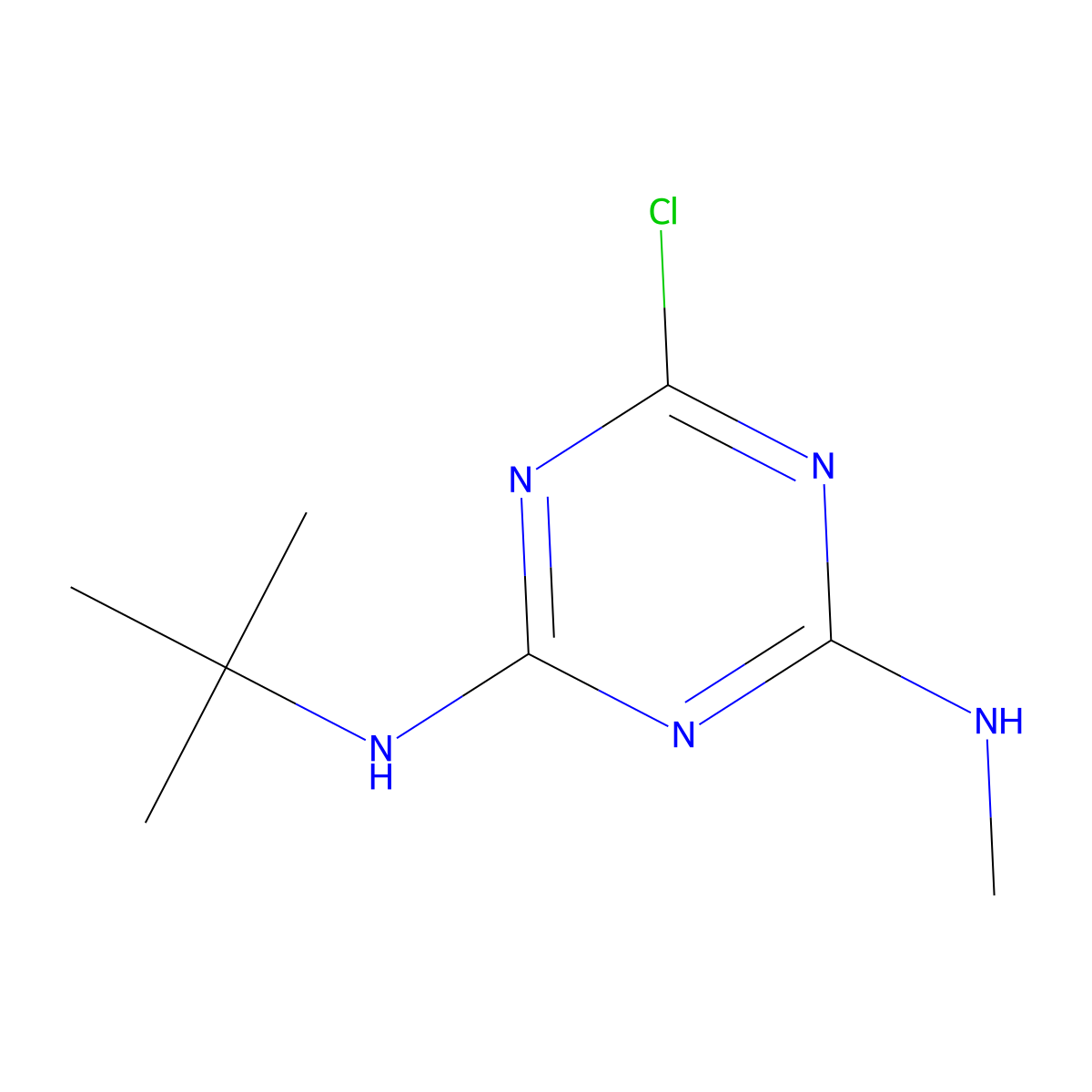 N-tert-Butyl-6-chloro-N'-methyl-[1,3,5]triazine-2,4-diamine molecular structure, CAS 34333-27-2