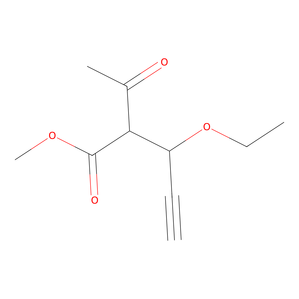 Methyl 2-acetyl-3-ethoxypent-4-ynoate molecular structure, CAS 343333-28-8