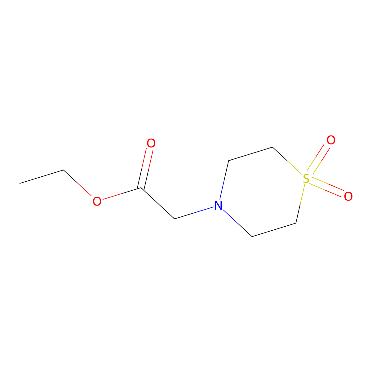 Ethyl 2-(1,1-dioxo-1lambda6-thiomorpholin-4-yl)acetate molecular structure, CAS 343334-01-0