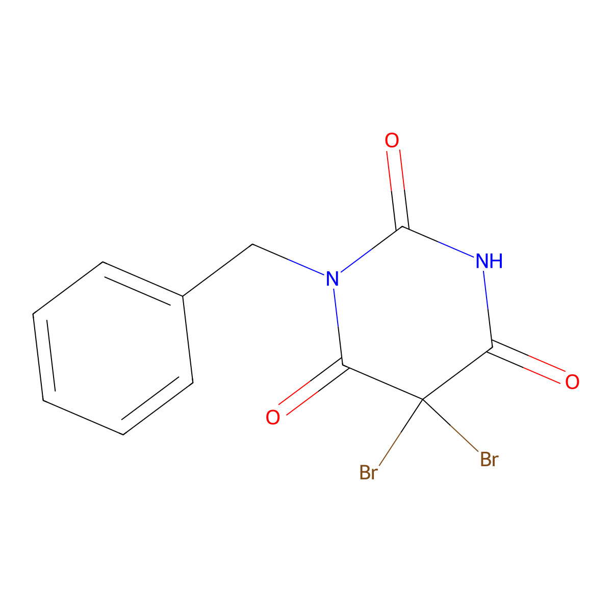 1-benzyl-5,5-dibromo-2,4,6(1H,3H,5H)-pyrimidinetrione molecular structure, CAS 343346-76-9