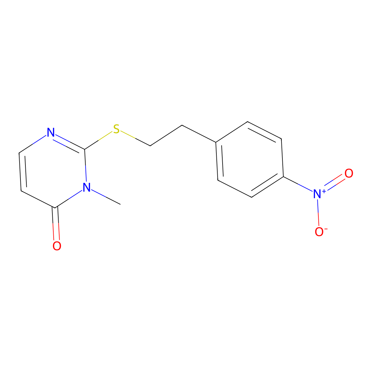 2-[(2-{4-nitrophenyl}ethyl)sulfanyl]-3-methyl-4(3H)-pyrimidinone molecular structure, CAS 343346-79-2