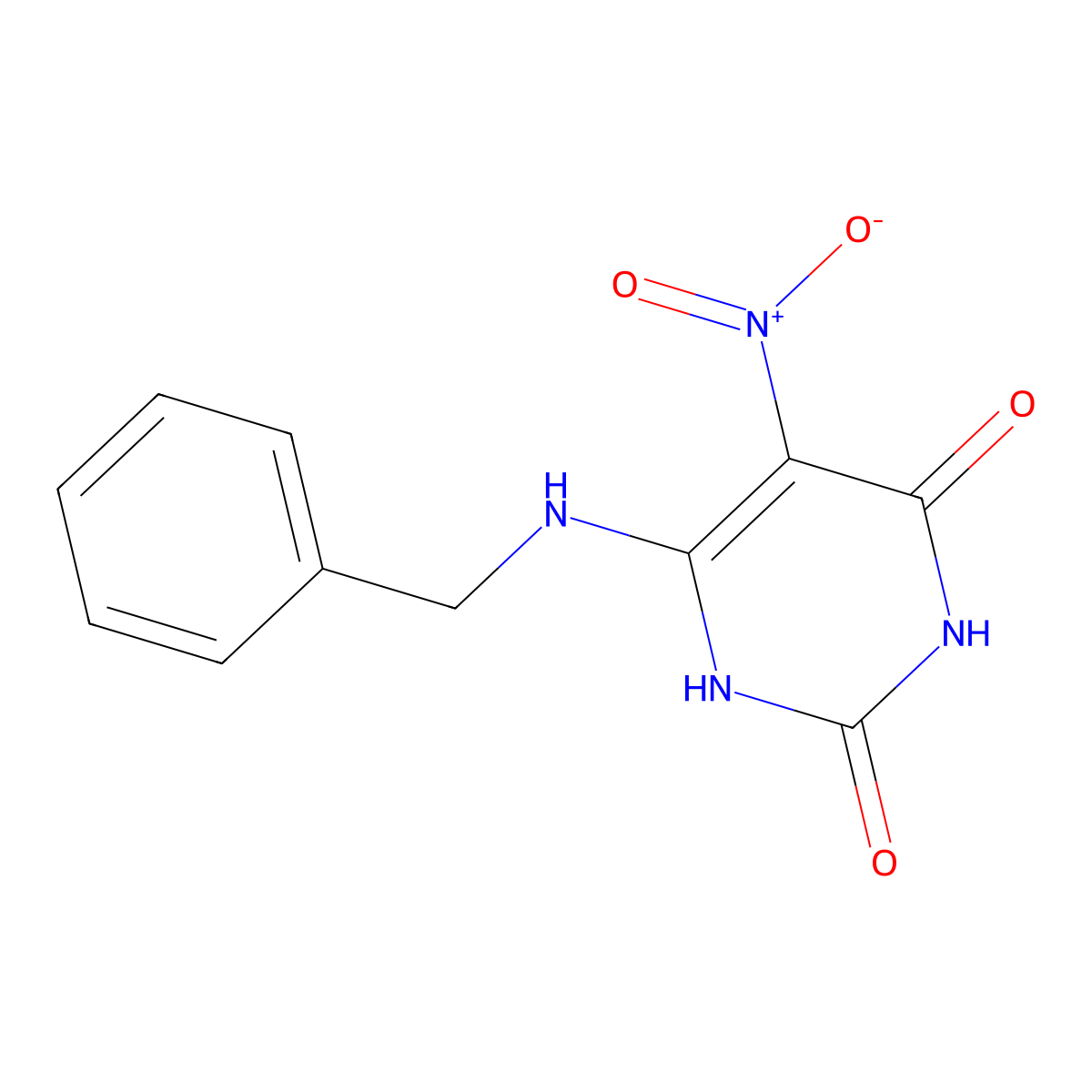 6-(benzylamino)-5-nitro-2,4(1H,3H)-pyrimidinedione molecular structure, CAS 343346-87-2