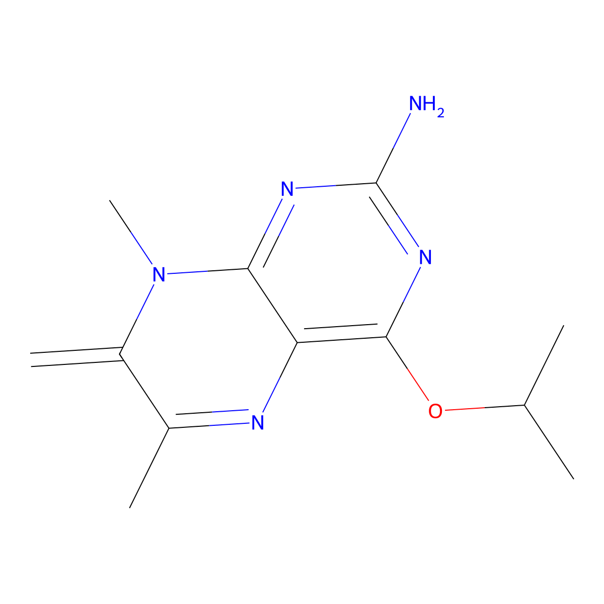 6,8-Dimethyl-7-methylidene-4-propan-2-yloxypteridin-2-amine molecular structure, CAS 343347-11-5